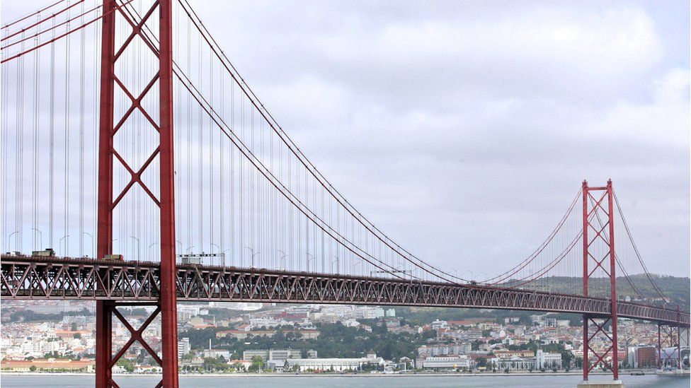 25th of April Bridge over the Tagus River, Lisbon.