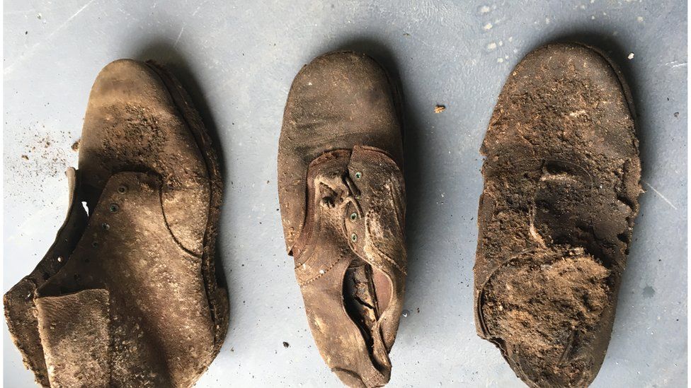 Strata Florida: Three shoes and ceramic egg set for abbey exhibition ...