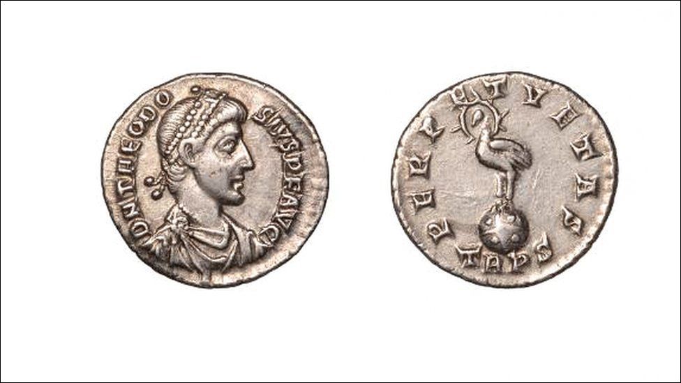 Roman coin found as part of the Colkirk Hoard, near Fakenham