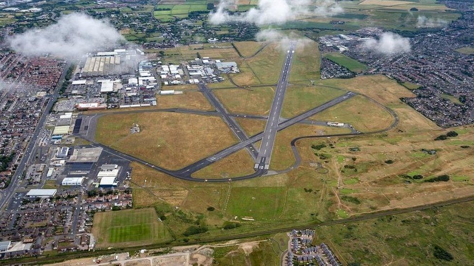 Ariel shot of Blackpool airport.