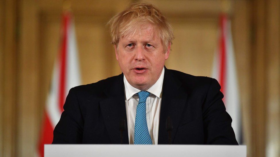 Boris Johnson at a coronavirus briefing