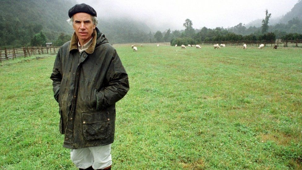 Douglas Tompkins on his land in Chile (file photo January 2000)