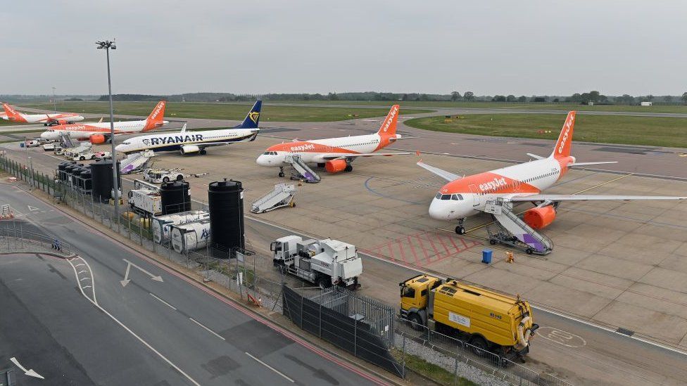 Grounded planes at Luton