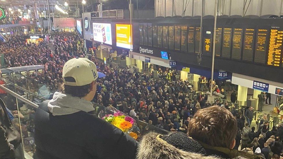 Thousands of passengers at Waterloo station