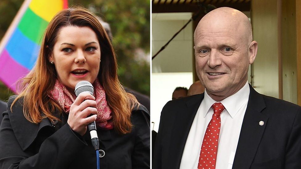 Composite image showing Sarah Hanson-Young and David Leyonhjelm