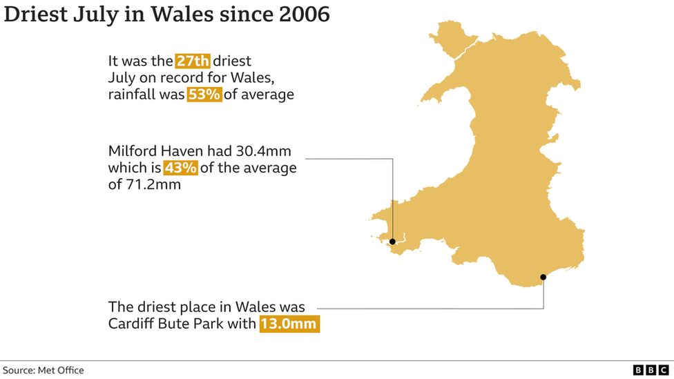 A graphic showing rainfall levels in Wales
