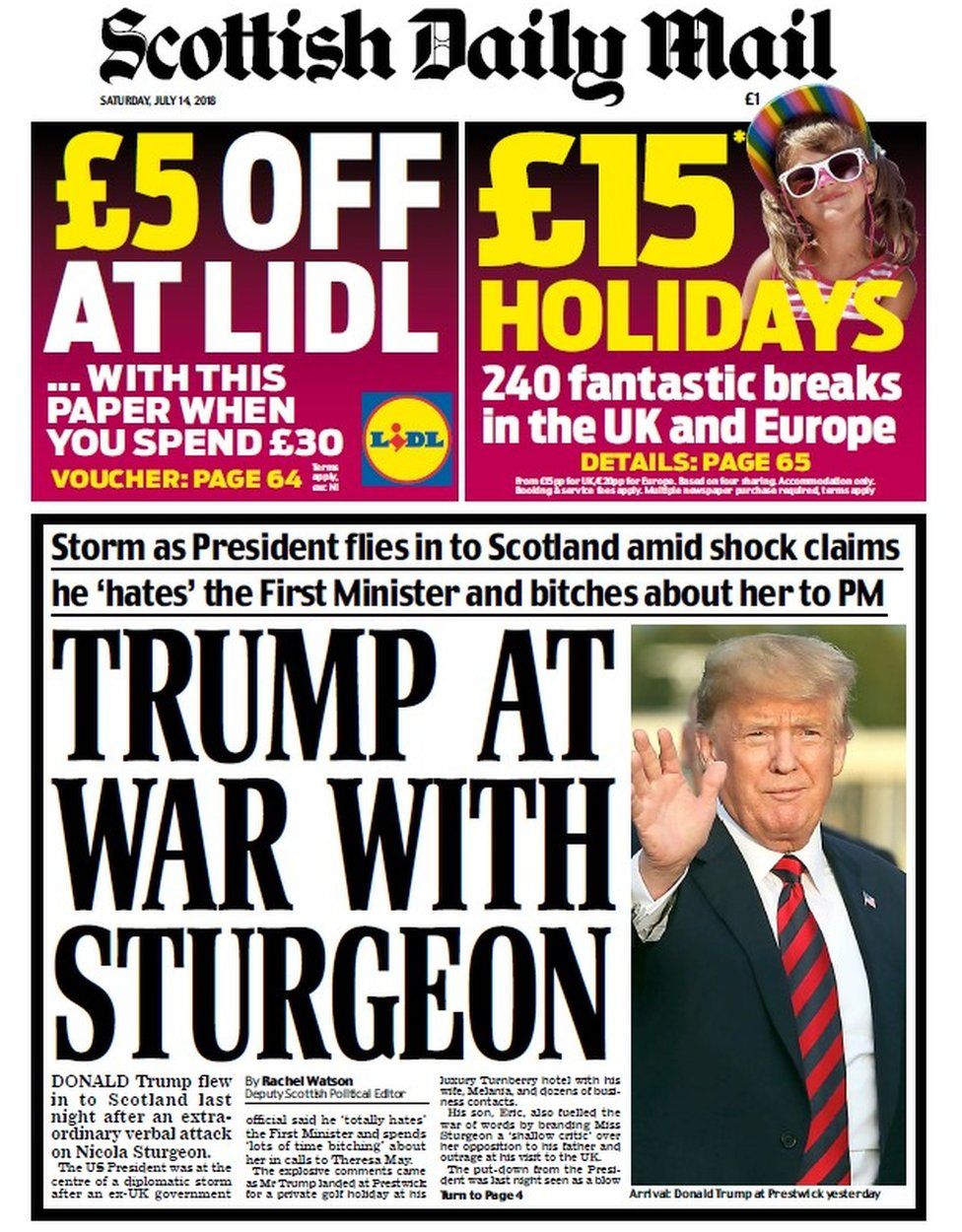 The papers: Scottish protests for Trump - BBC News