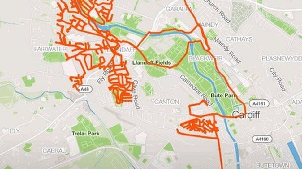 Anthony Hoyte's routes show the shape of a face when added to Strava's map