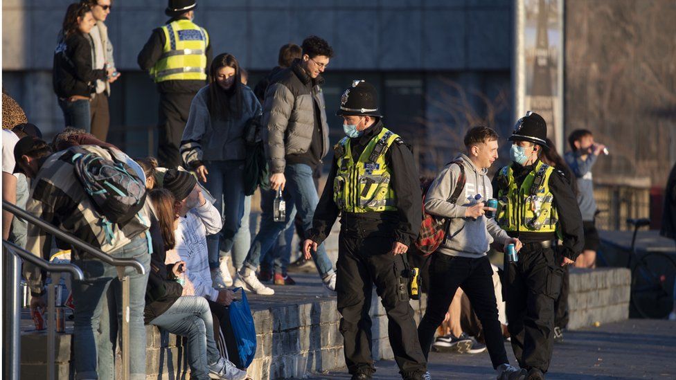 Police asked people to disperse from the Senedd steps