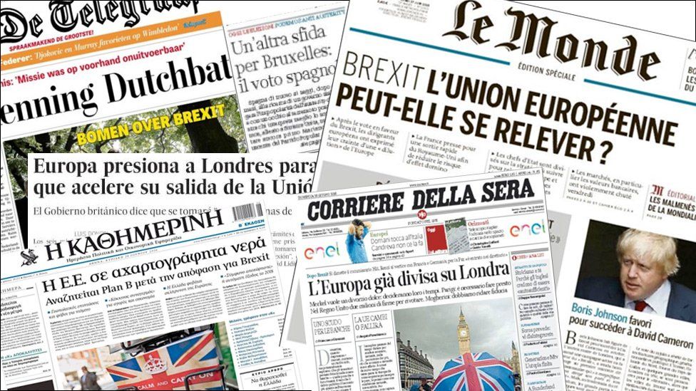 European press front pages on 26 June.