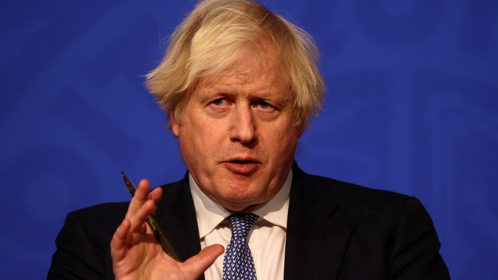 Boris Johnson at a Downing Street briefing