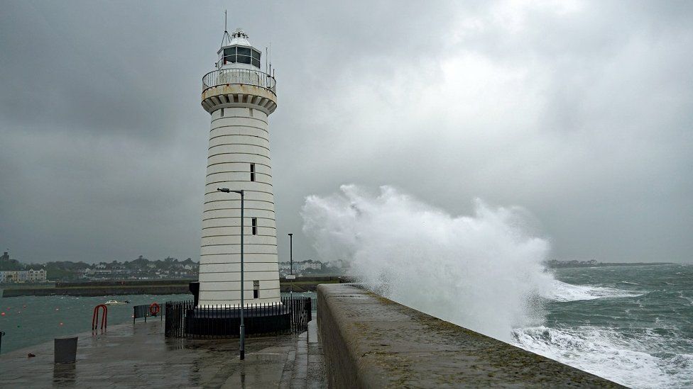 Donaghadee lighthouse during storm