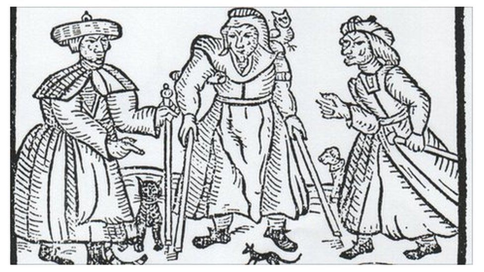 17th century woodcut of witches