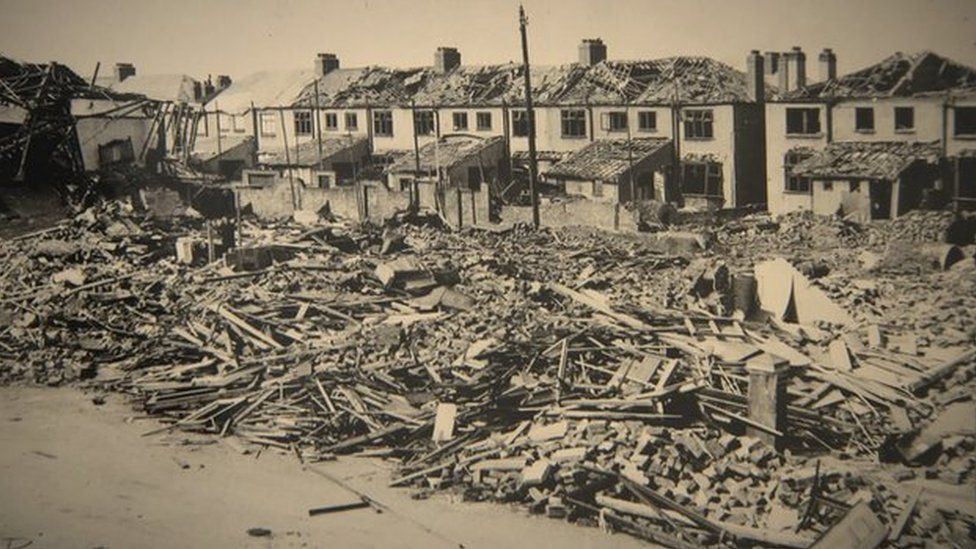 St Agnes Road, Cardiff, in the aftermath of the Blitzkrieg