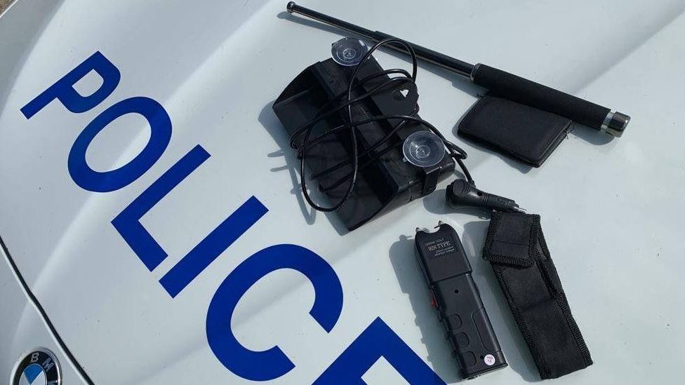 Police equipment found on security guard