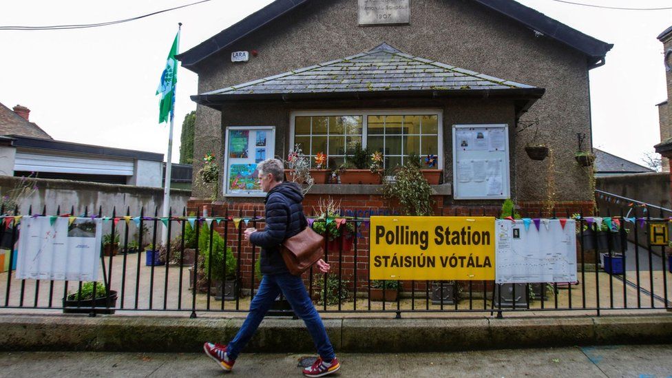 Man walks past polling station in Drumcondra