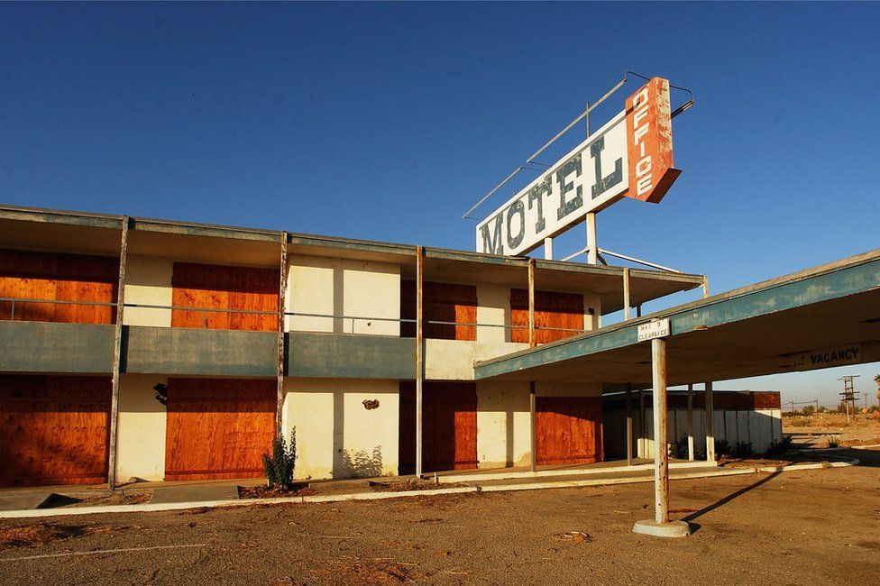 An abandoned motel near the Mexican border in southern California