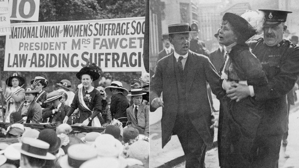 Millicent Fawcett and Emmeline Pankhurst.