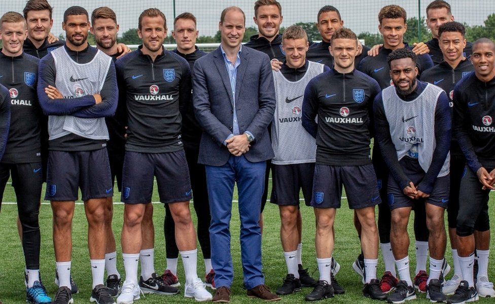 Prince William with the England team
