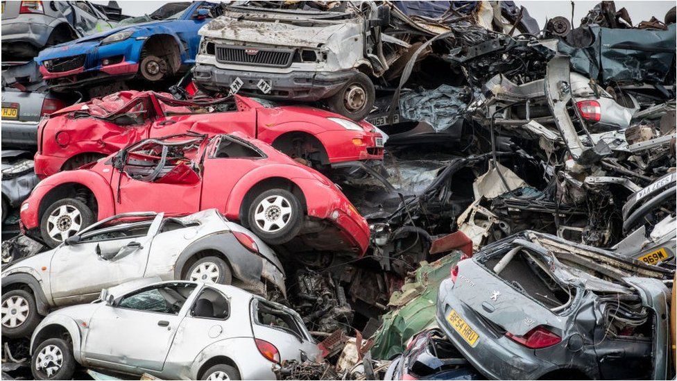 Cars in a scrap yard