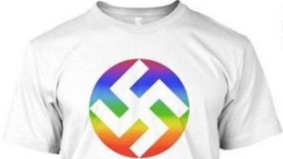 A T-shirt emblazoned with a swastika symbol which the fashion brand said represents "peace and love"