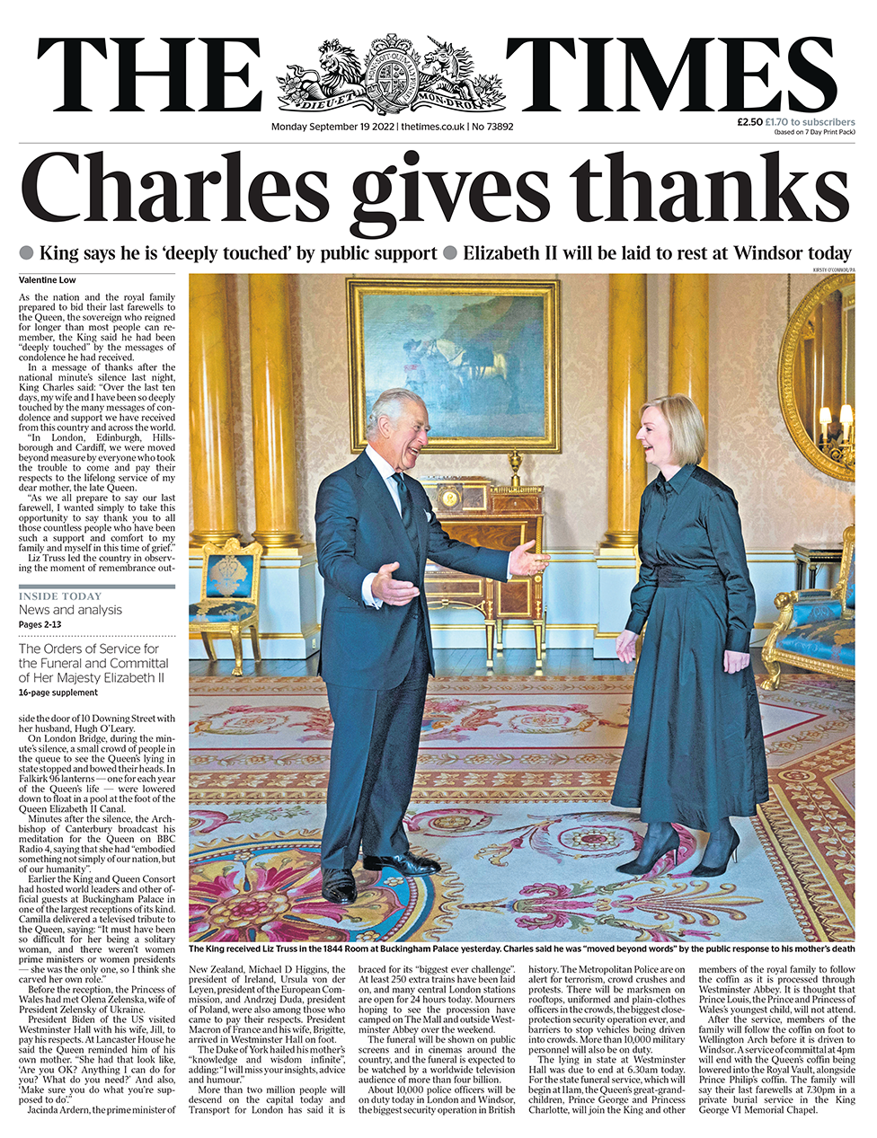 The Times front page