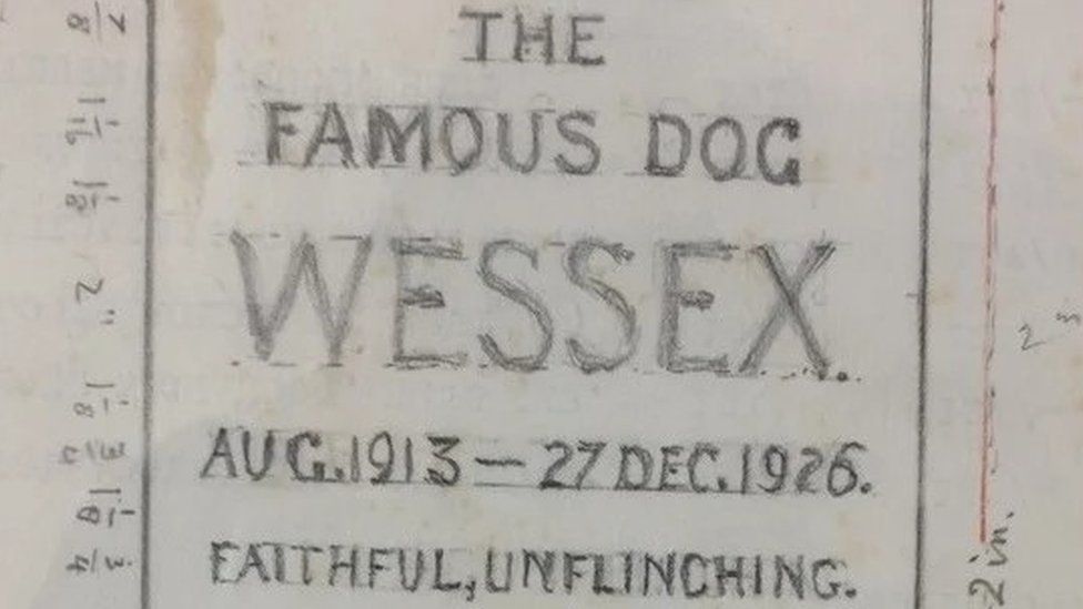 Design for tombstone of Hardy's dog