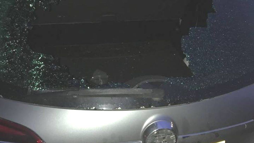 Window smashed on police response vehicle in Portadown