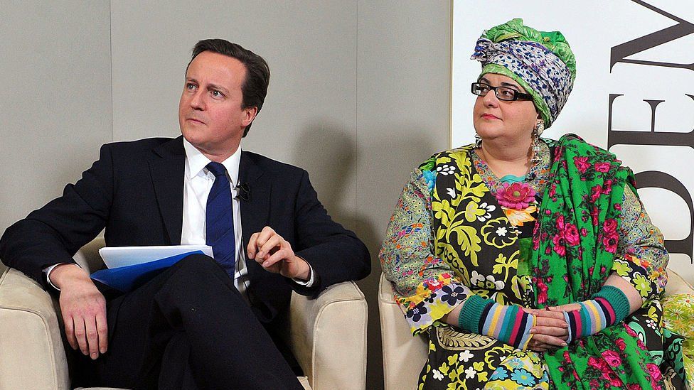 Former leader of the Conservative Party David Cameron attends a Demos think tank event with Camila Batmanghelidjh, Founder and Director of Kids Company, on January 11, 2010 in London, England.