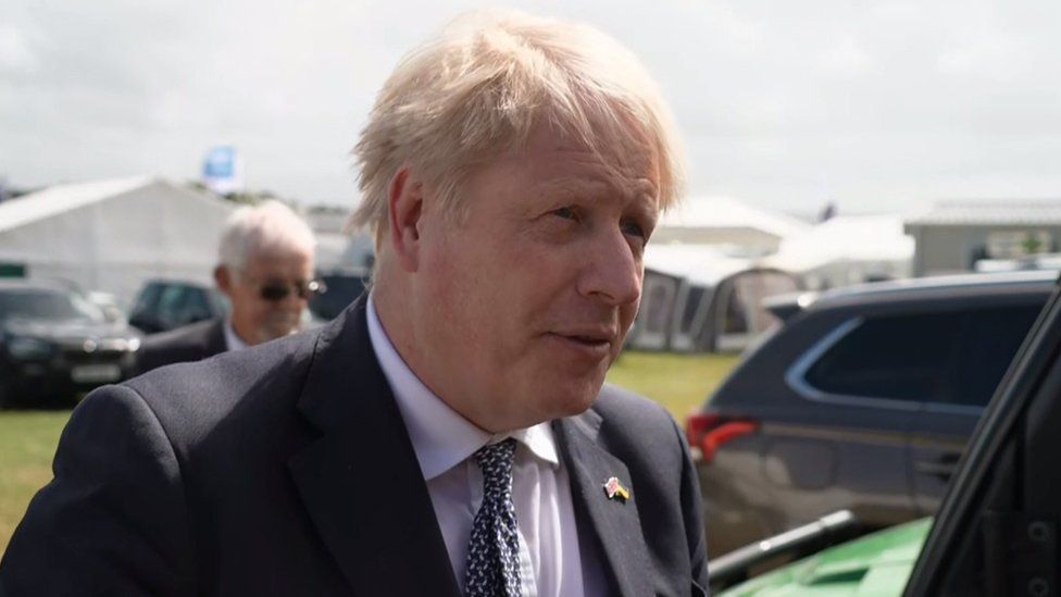 Boris Johnson being interviewed at The Royal Cornwall Show