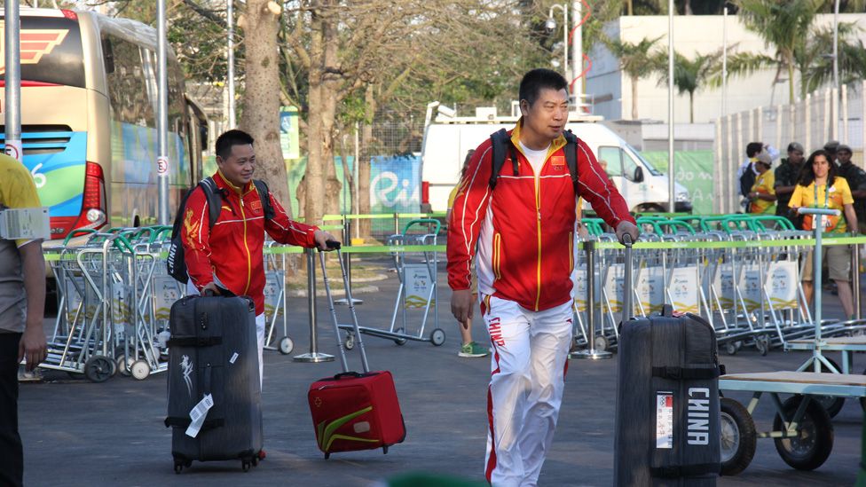 Chinese athletes arriving in Rio de Janeiro