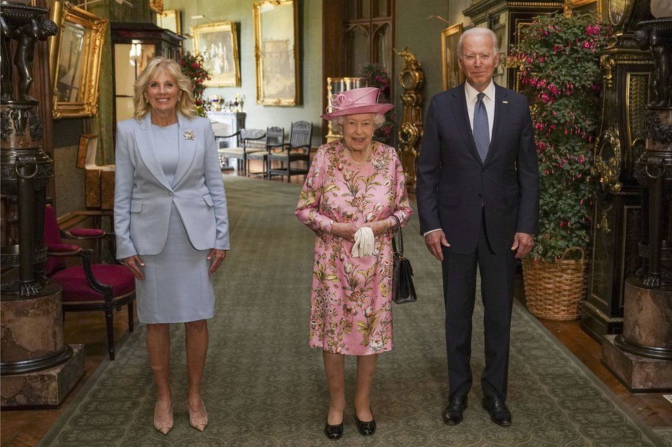 Joe Biden and First Lady Jill Biden with the Queen
