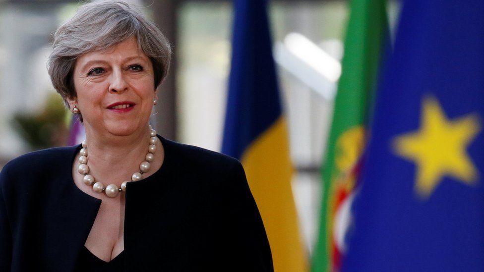 Theresa May arrives at EU summit on 22 June