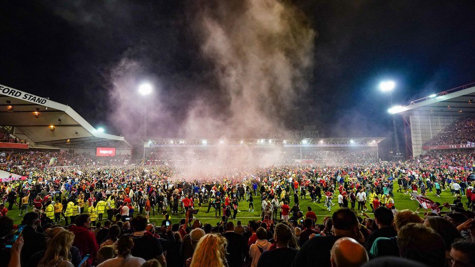 Pitch invasion at City Ground
