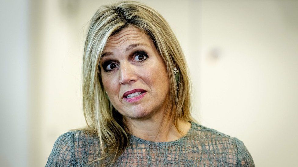 Dutch Queen Maxima gives a statement about her sister Inés Zorreguieta during a visit in Groningen, The Netherlands, on June 19, 2018