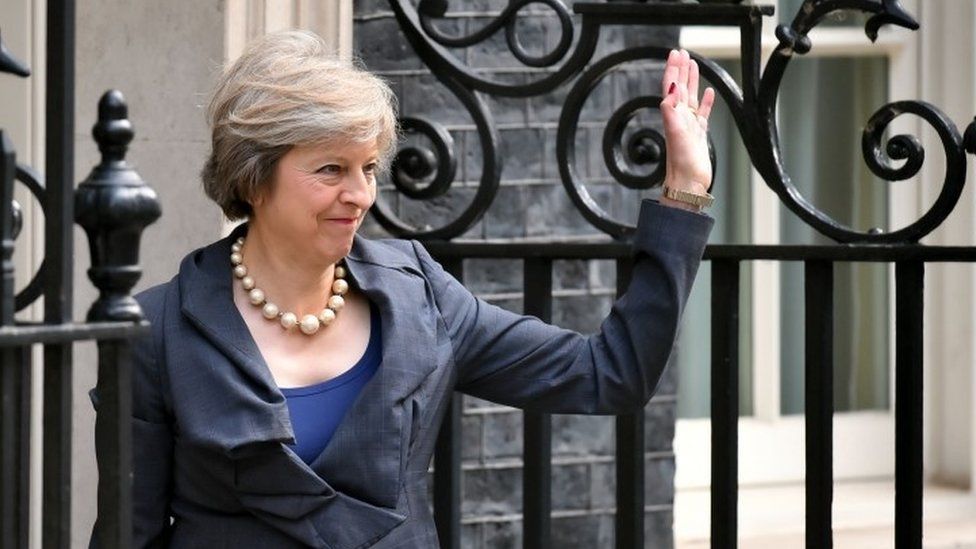 Theresa May outside Downing Street at David Cameron's ahead of Cabinet meeting