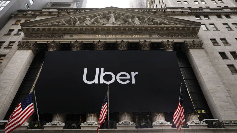 Uber sign at the New York Stock Exchange