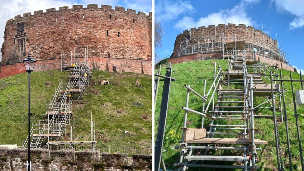 Scaffolding up at Tamworth Castle