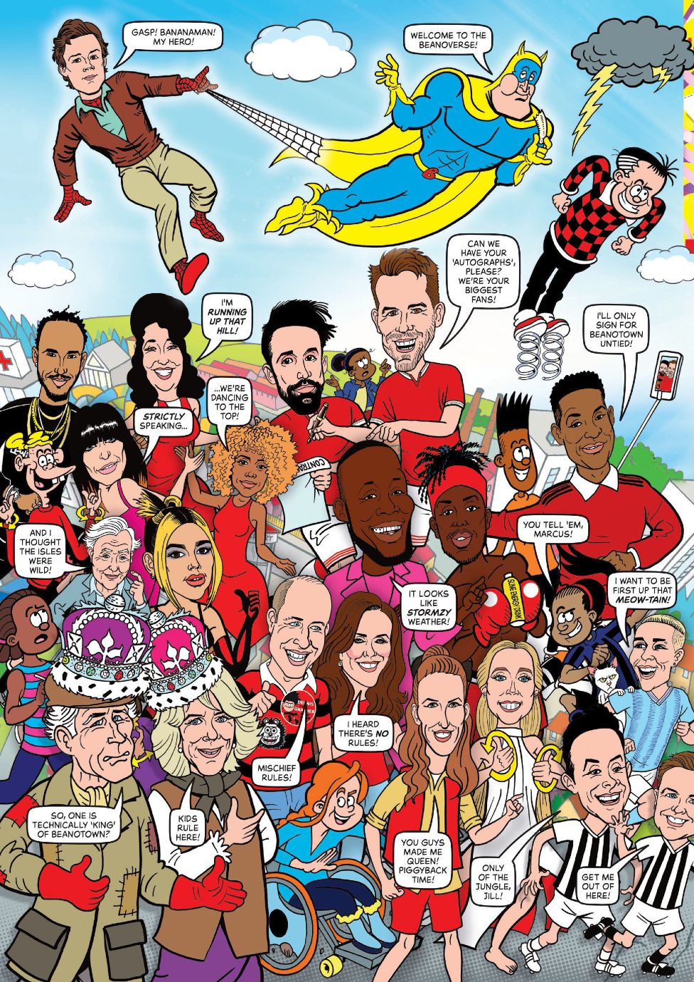 The Beano's special edition depicts a host of famous faces in cartoon form