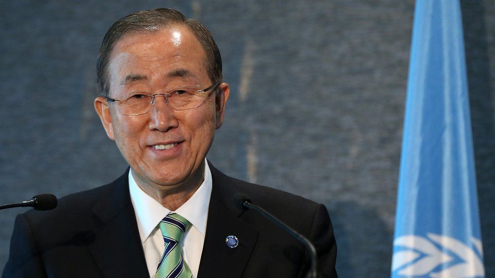 UN Secretary-General Ban Ki-Moon speaks at a news conference in New Zealand in September