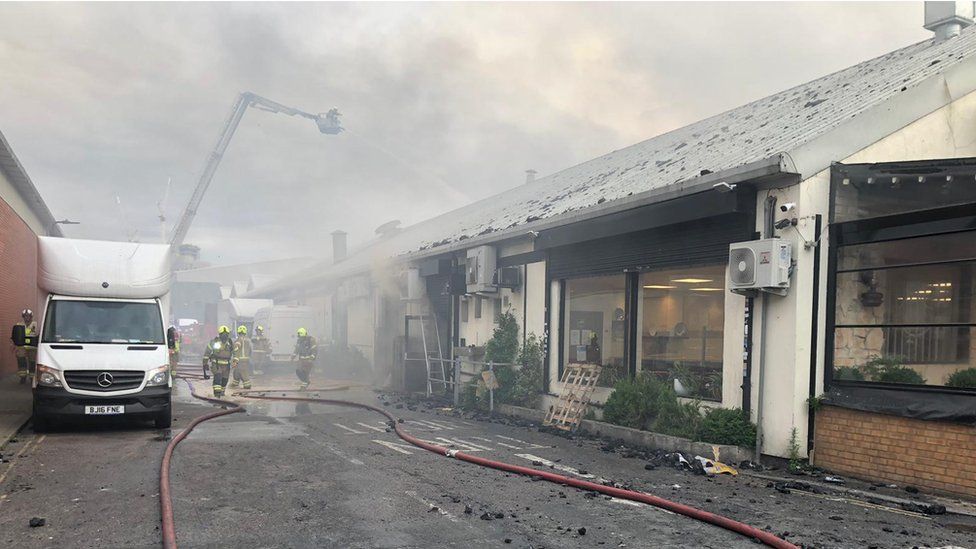The blaze is over two storeys of a bakery and restaurant