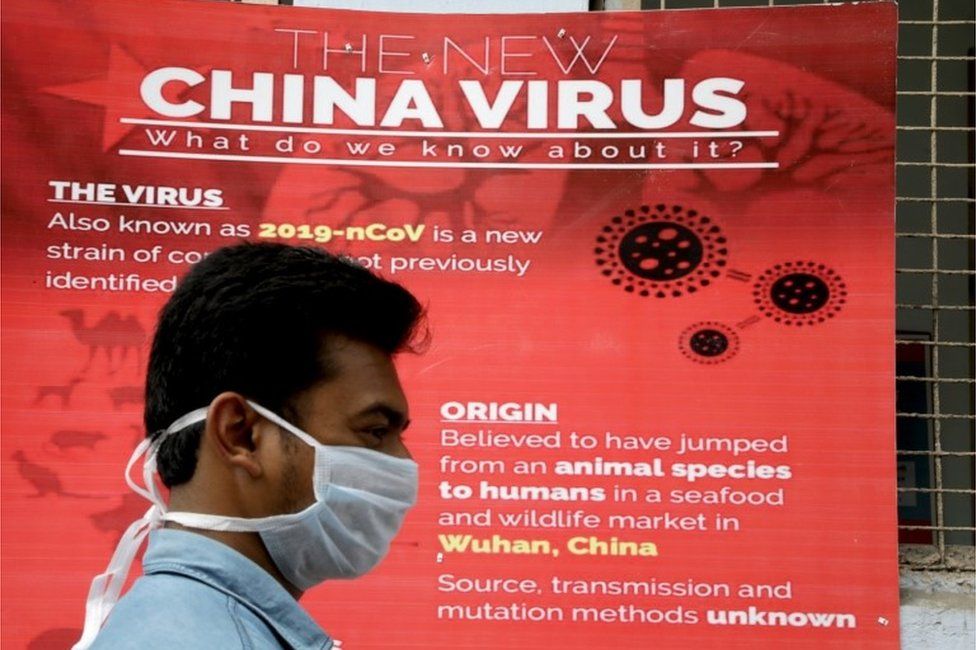 Coronavirus advisory hangs at the entrance of the Infectious Diseases (ID) Hospital in Kolkata, India, 04 March 2020