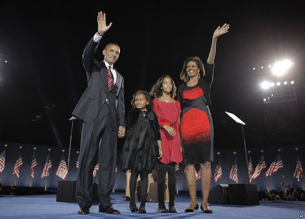 Barack, Sasha, Malia and Michelle Obama