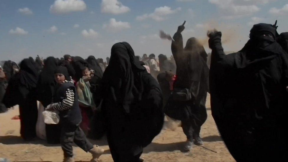Group of IS female supporters thrown objects and dust at BBC camera