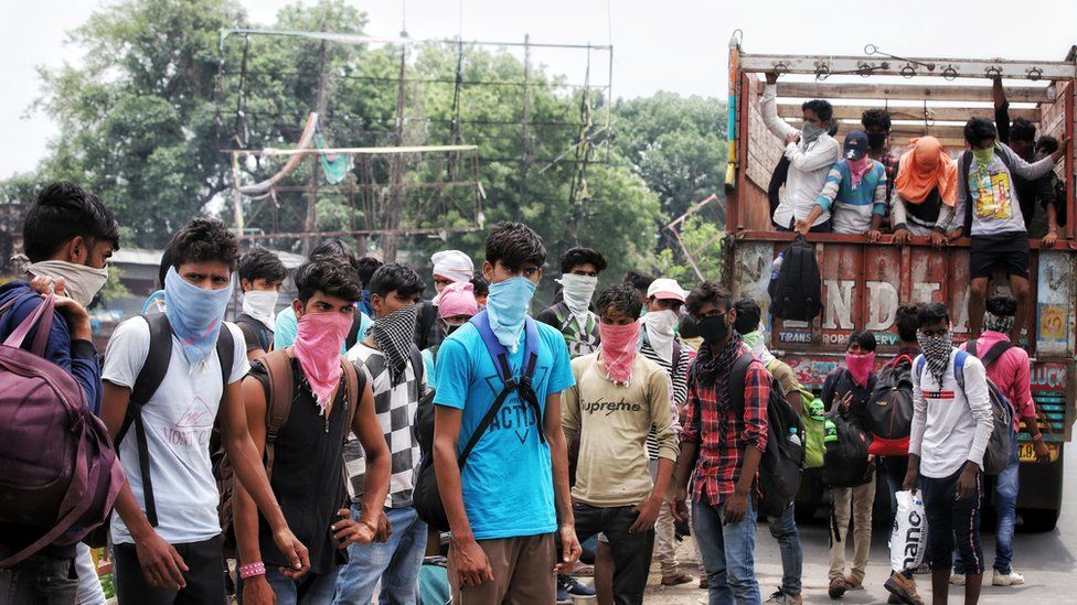 An overcrowded lorry