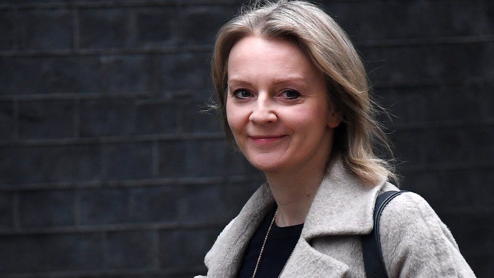 Chief Secretary to the Treasury, Liz Truss, looks at the cameras as she walks to Cabinet meeting