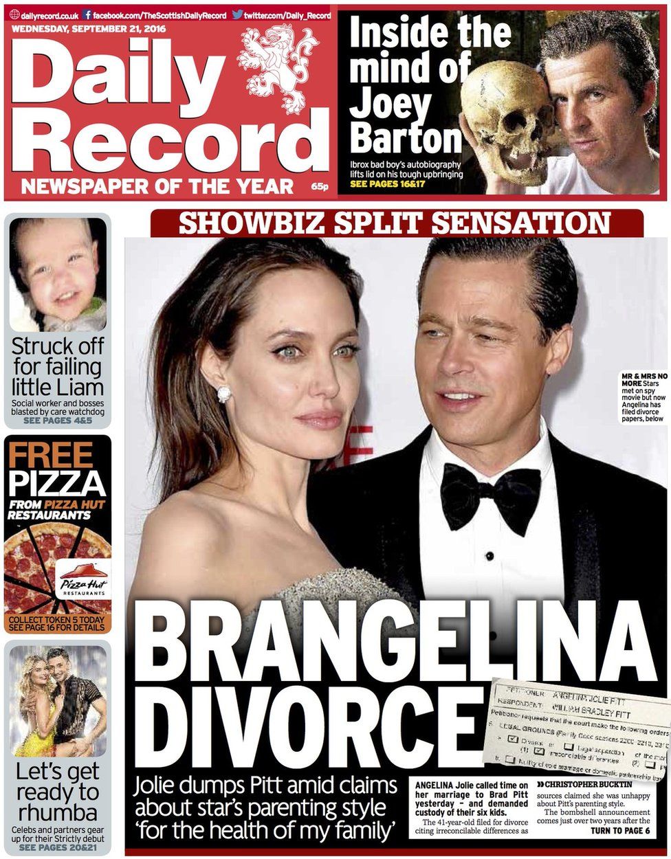 Scotland's Papers: 'Brangelina' Divorce And Brains Victory - BBC News