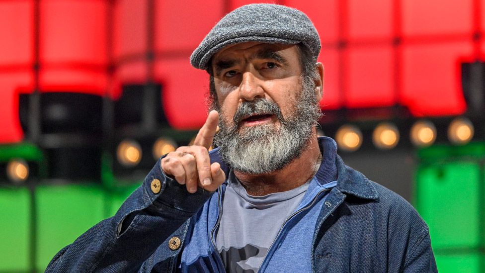 Eric Cantona at Center Stage of Web Summit in Altice Arena on November 05, 2019 in Lisbon, Portugal