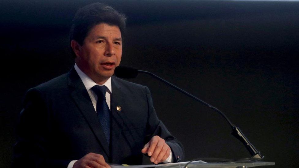 Peru's President Pedro Castillo addresses the audience during the opening of the VII Ministerial Summit on Government and Digital Transformation of the Americas, in Lima, Peru November 10, 2022.