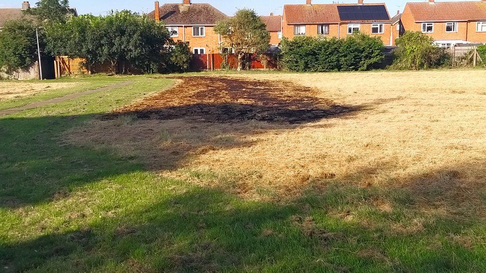 Damage caused to grassland after a spate of arsons in Gunthorpe